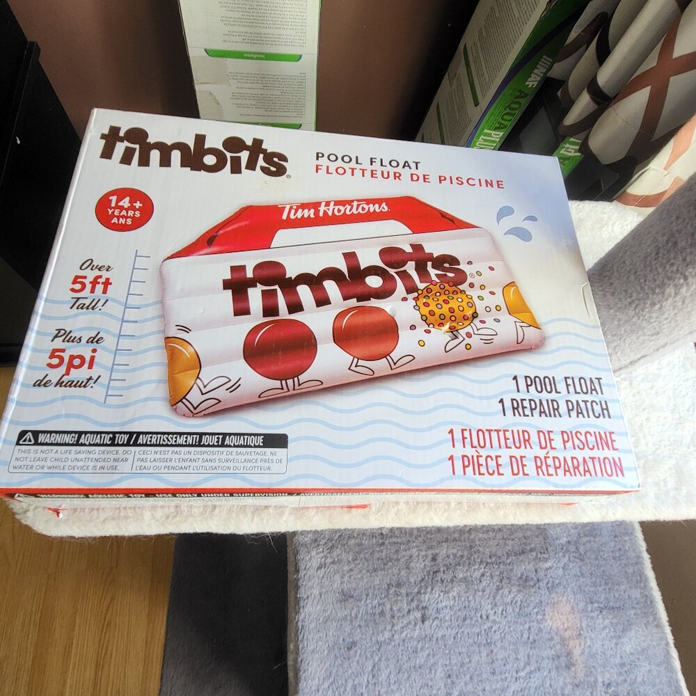 Tim Hortons Timbits Pool Float Beach Water 65" x 37" 5 ' Tall NEW IN BOX